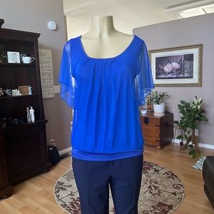 Othyroce sheer blue with lining short sleeve blouse-size M-NWT